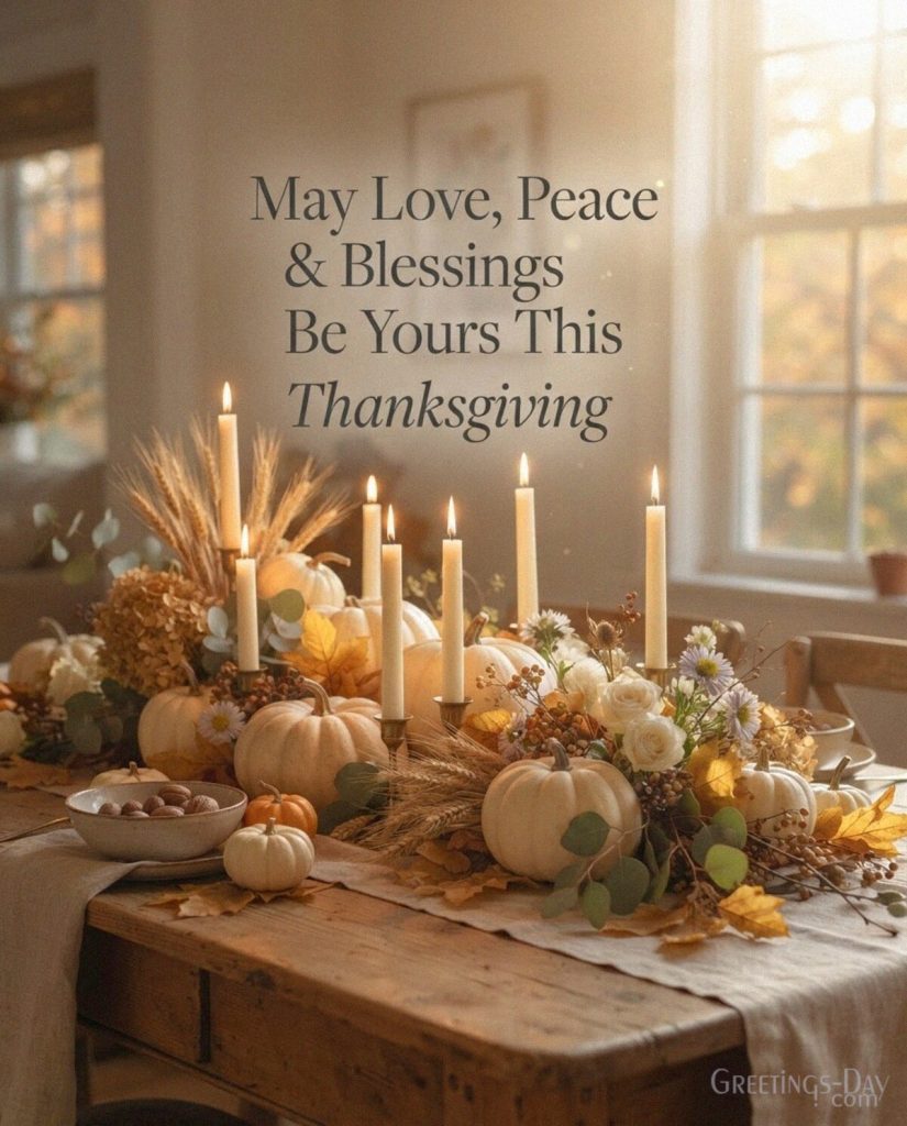 Thanksgiving blessings and wishes with peaceful candlelight featuring “May Love