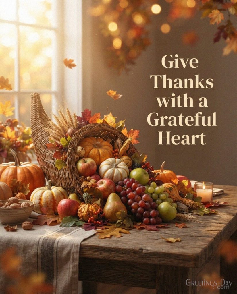 Thanksgiving gratitude image with cornucopia