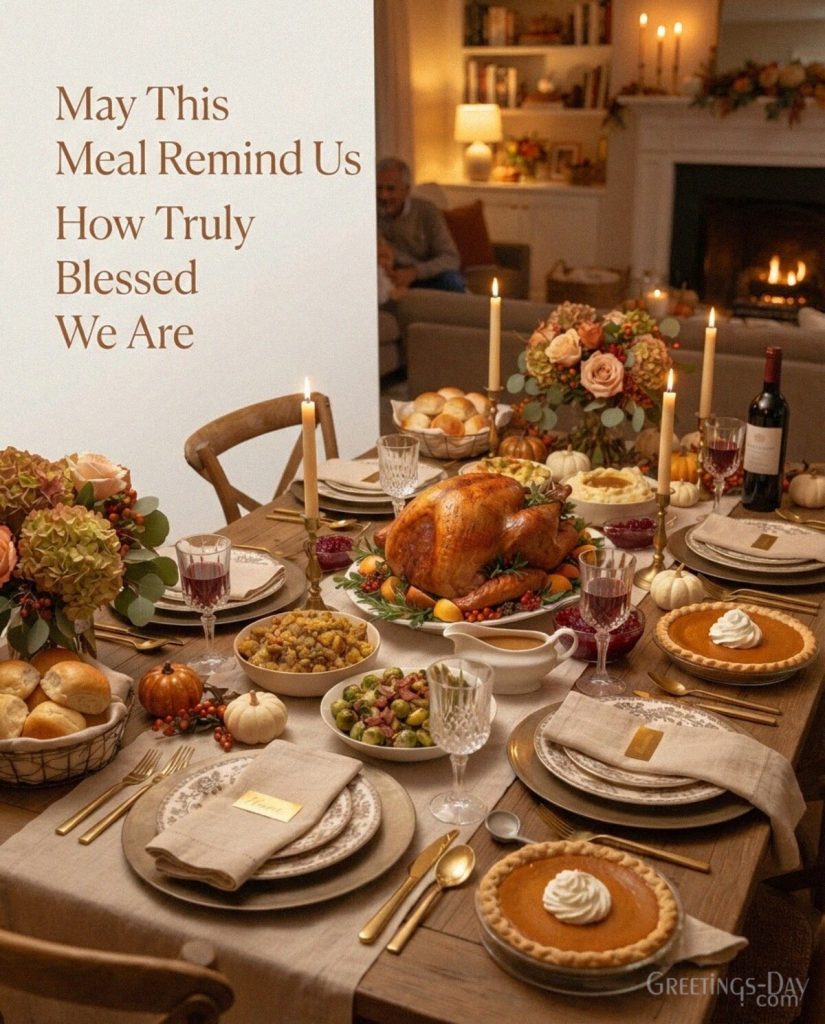 Thanksgiving meal blessing with turkey