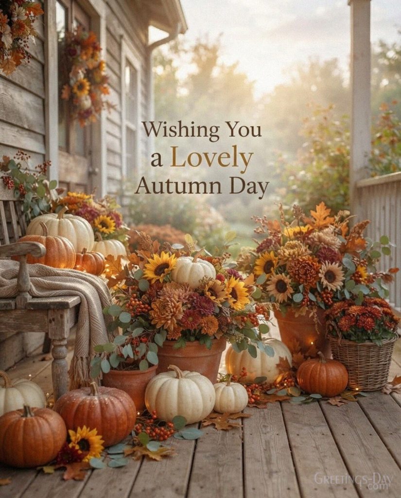 Warm cozy autumn morning image with coffee and fall leaves featuring “Wishing You a Cozy Fall Morning” with the text