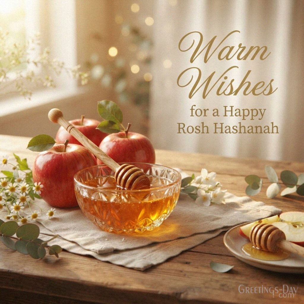 Warm Rosh Hashanah wishes with red apples
