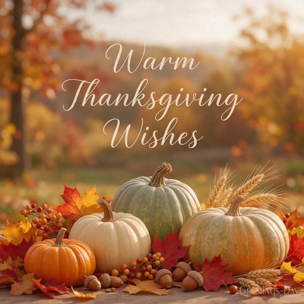 Warm Thanksgiving wishes image with pumpkins