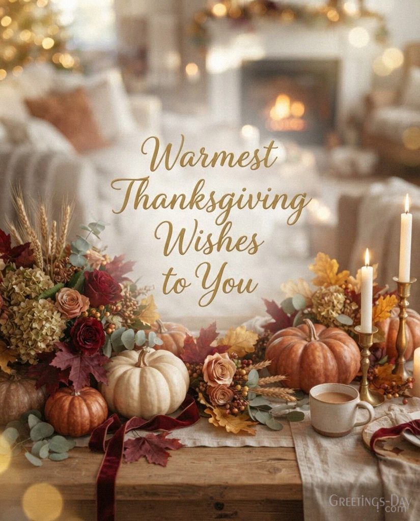 Warmest Thanksgiving wishes with pumpkins