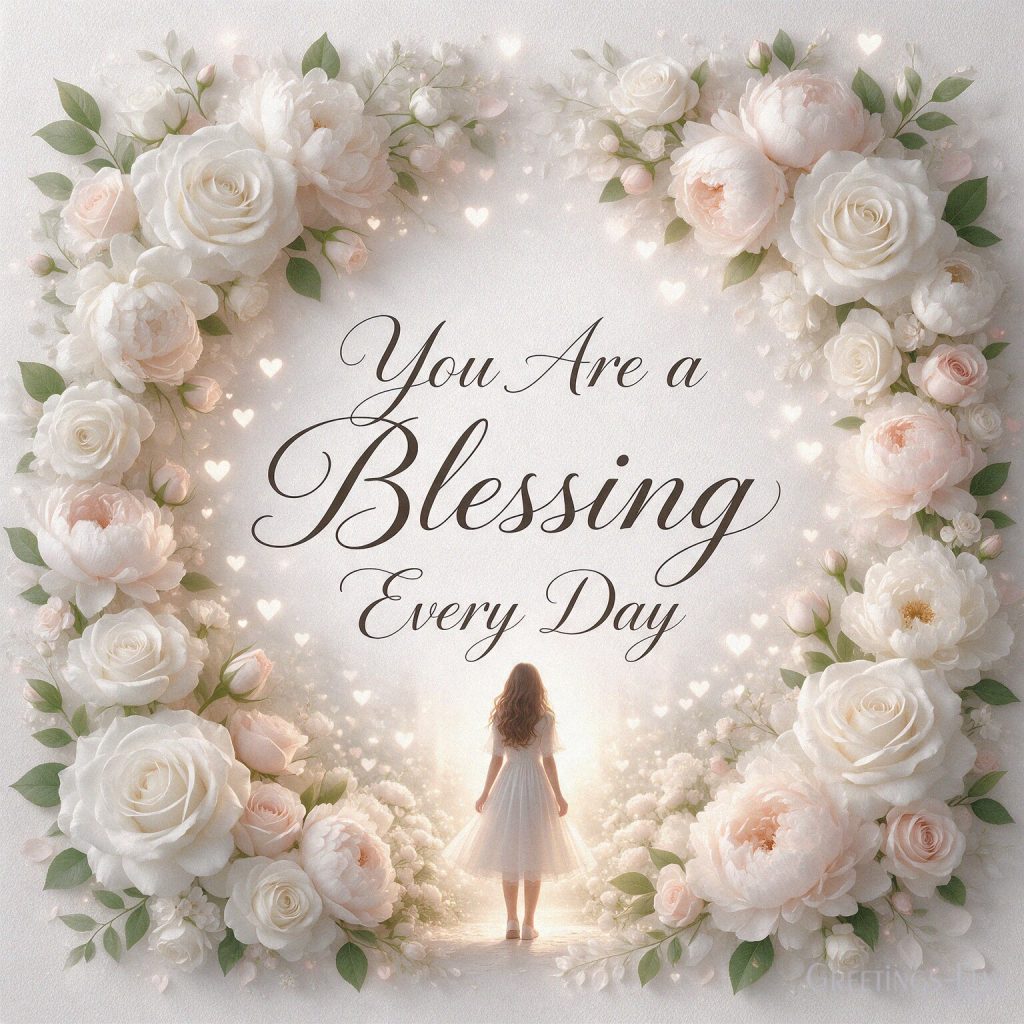 National Daughters Day blessing reading “You Are a Blessing Every Day” with an adult daughter