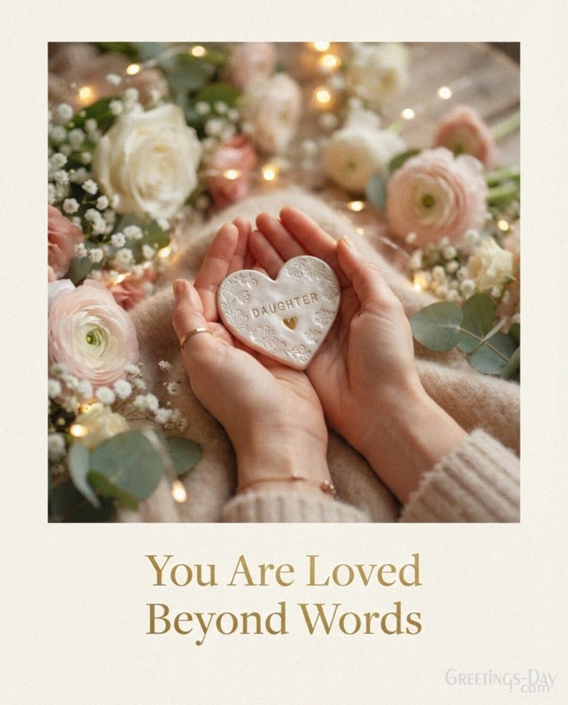 Heartfelt National Daughters Day card with white flowers