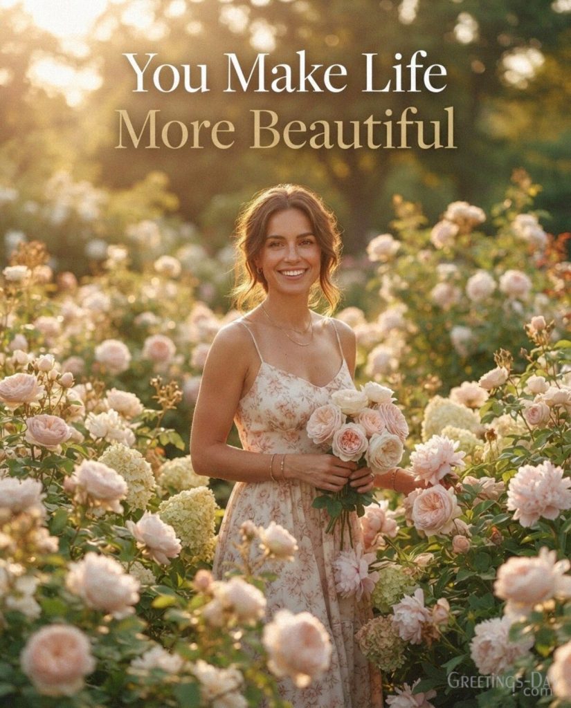 Beautiful daughter appreciation message reading “You Make Life More Beautiful” with roses