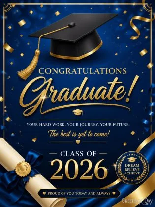 Graduation day card with colorful flowers and “Class of 2026” text